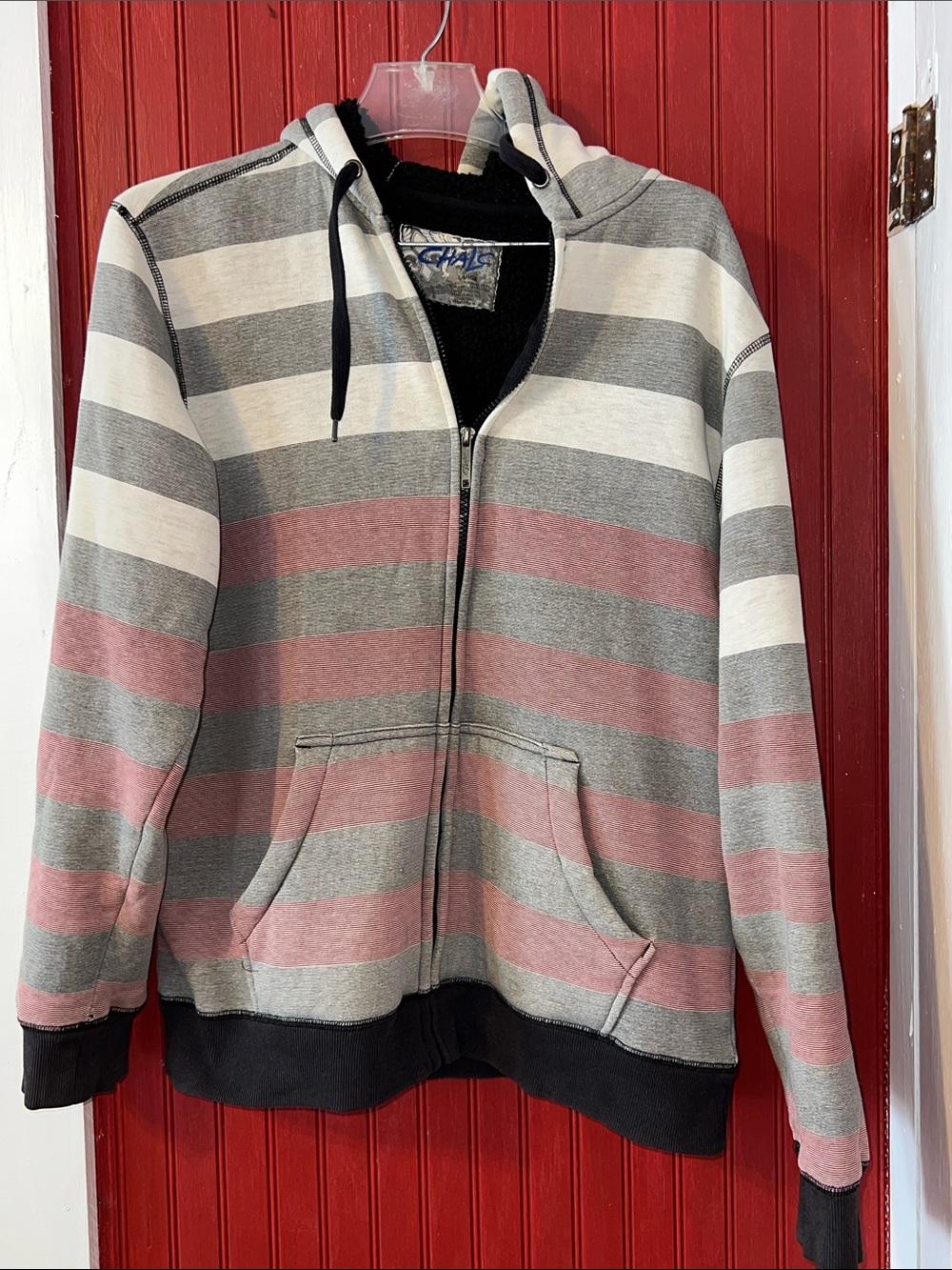 Vintage Y2K Chalc Sherpa Lined Grunge Full Zip Hoodie L
